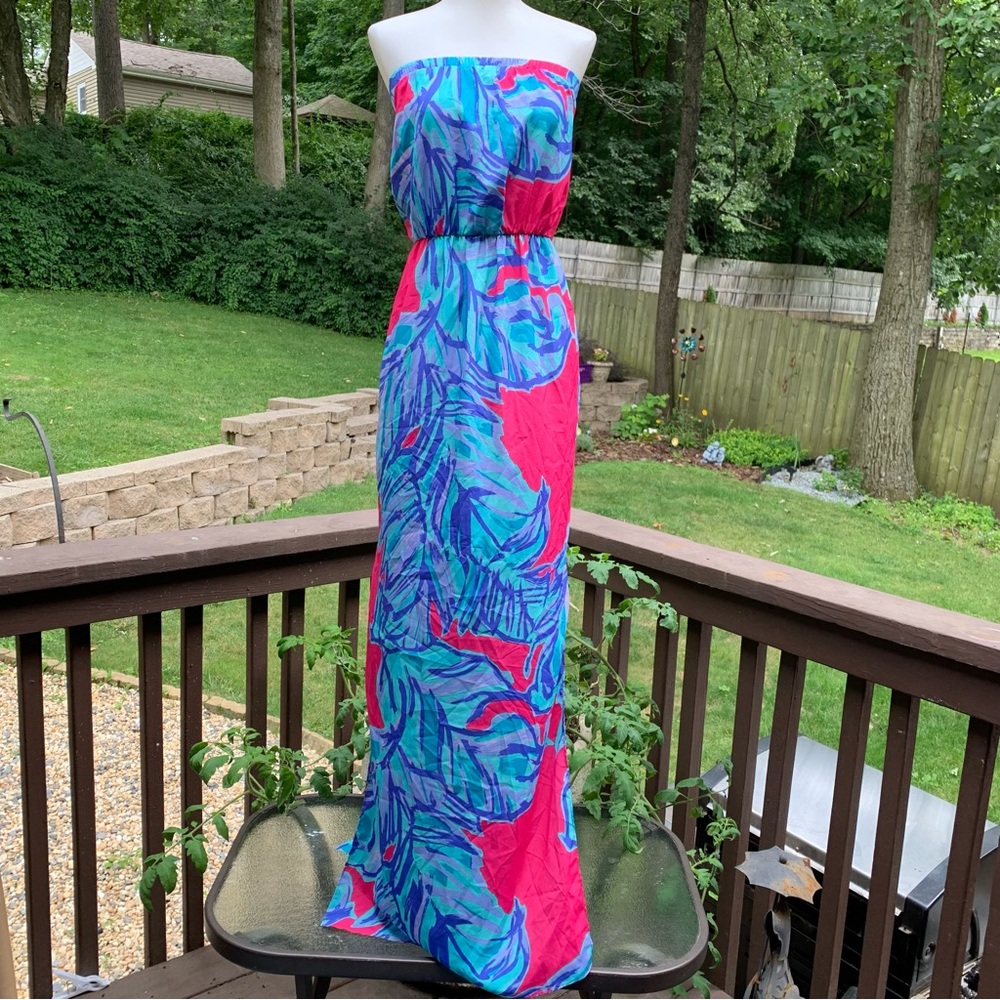 Lilly Pulitzer Maxi Tube dress Emmett Chic Pink Colorful Women's Dress Size XS